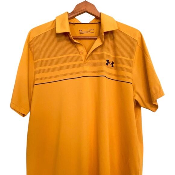 Under Armour Gold Loose Fit Golf short Sleeve Polo Shirt Medium - Picture 3 of 9